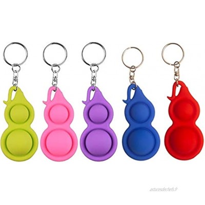 NC Europe 5 Porte-Clés Fidget Pop-it ! Porte-Clés Anti-Stress & Relaxant Qui Fait Plop ! Lot de 5 Rose Vert Rouge Bleu Mauve