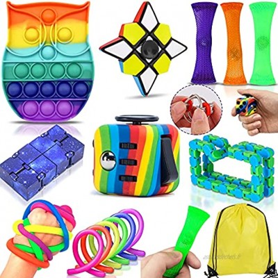 Yetech Jouet Anti Stress Kit,Rainbow Jouets de décompression,Bubble Sensory Toy pour Enfants avec Soulagement de l'anxiété Autisme et TDAH