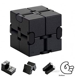 ZenHand Cube Infini Anti Stress Marque FR Restez concentrez: Bureau Maison Transports Adultes | Businessman | Enfants Jouet | Gadget | Décoration Noir Métal