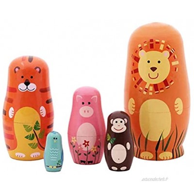 BUNRUN 5 pièces poupée Russe Belle thème Animal poupées gigognes pour Enfants Enfants Cadeau d'anniversaire de noël décoration de la Maison