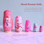 FECAMOS Poupées gigognes 5 pièces poupées gigognes Russes poupées en Bois Faites à Main poupées de Collection en Bois Jouets Faits à Main pour Cadeau d'anniversaire