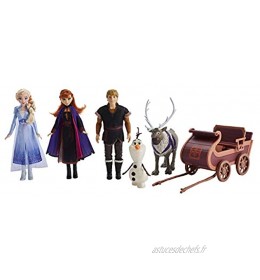 Disney La Reine des Neiges 2 Coffret de 5 Figurines Et Traîneau Poupées Elsa Anna Kristoff Olaf et Sven