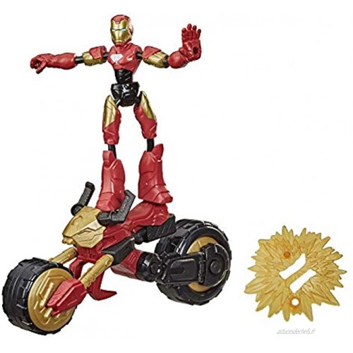 Marvel Avengers – Figurine Iron Man et Moto Flexibles Bend & Flex – 15 cm