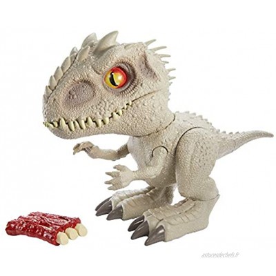 Jurassic World Bébé Indominus Rex figurine articulée de dinosaure avec yeux lumineux sons et 1 côtelette incluse jouet pour enfant GMT90