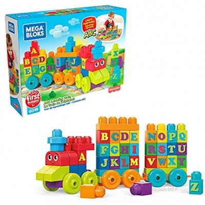 Mega Bloks Le train des Lettres jeu de blocs de construction 60 pièces jouet pour bébé et enfant de 1 à 5 ans DXH35