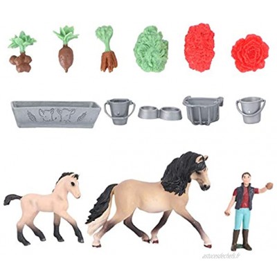 TOYANDONA Figurines de Cheval Miniatures Figurines d'animaux de Ferme Modèles d'animaux de Mangeoire D'agriculteur Réalistes Jouets pour Enfants en Bas Âge